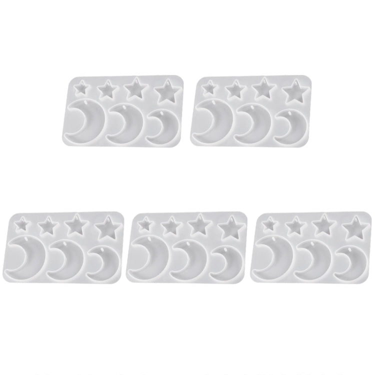 5pcs DIY Crystal Epoxy Earrings Silicone Mold Pendant Jewelry Mold, Spec: Star Moon