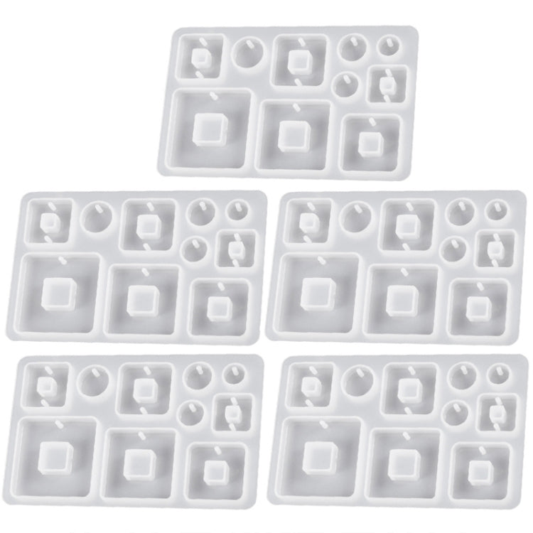 5pcs DIY Crystal Epoxy Earrings Silicone Mold Pendant Jewelry Mold, Spec: Square