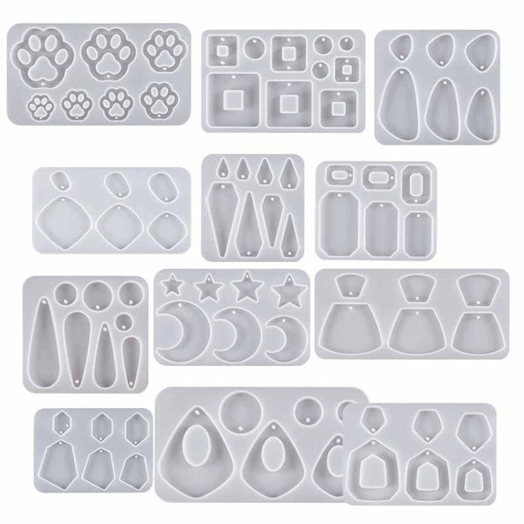 5pcs DIY Crystal Epoxy Earrings Silicone Mold Pendant Jewelry Mold, Spec: Round Diamond