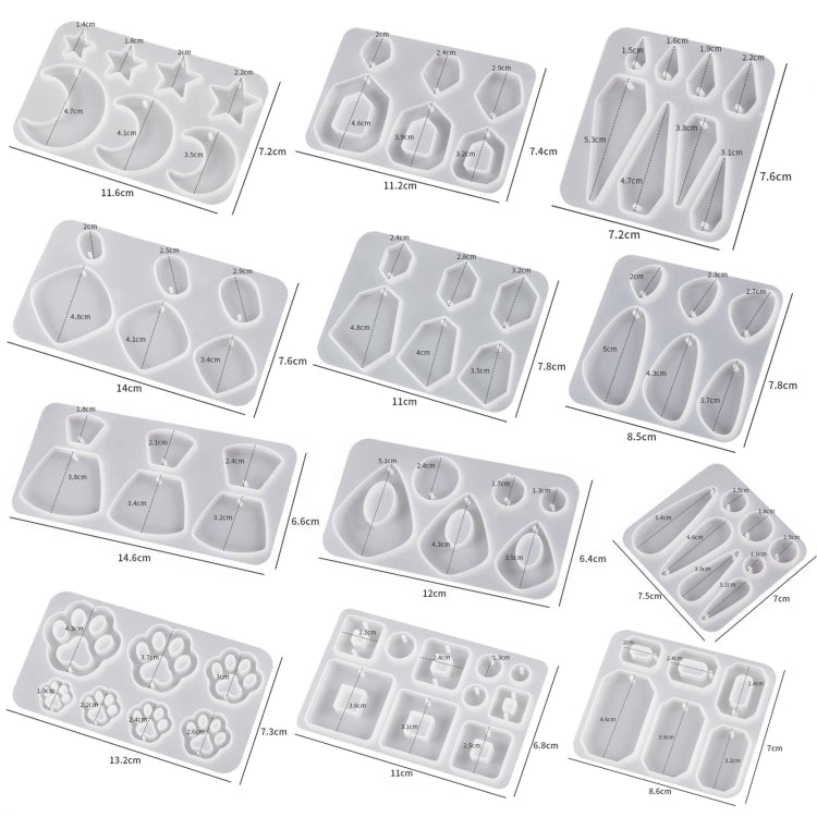 5pcs DIY Crystal Epoxy Earrings Silicone Mold Pendant Jewelry Mold, Spec: Four-edged