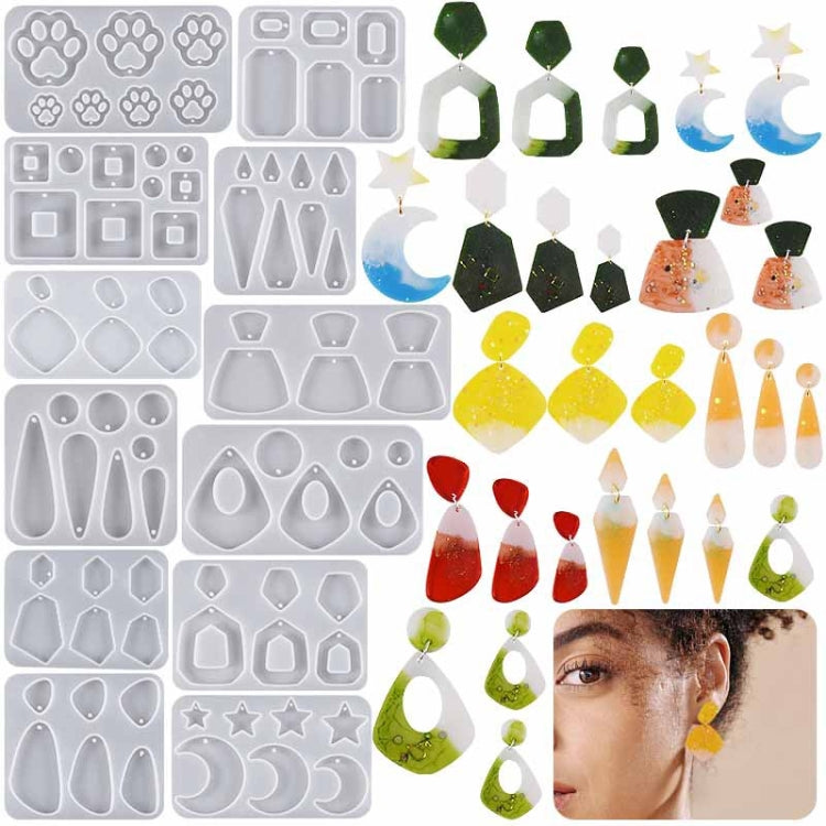 5pcs DIY Crystal Epoxy Earrings Silicone Mold Pendant Jewelry Mold, Spec: Round Triangle