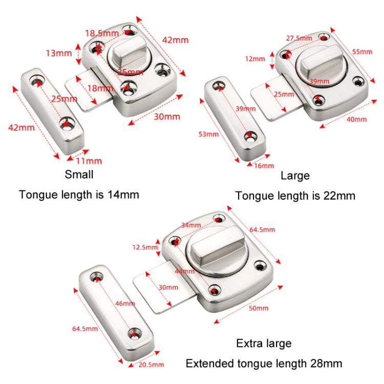 Stainless Steel Rotate Bolt Latch Anti-Theft Security Bathroom Door Lock Spring Latch, Specification: Large Red Bronze