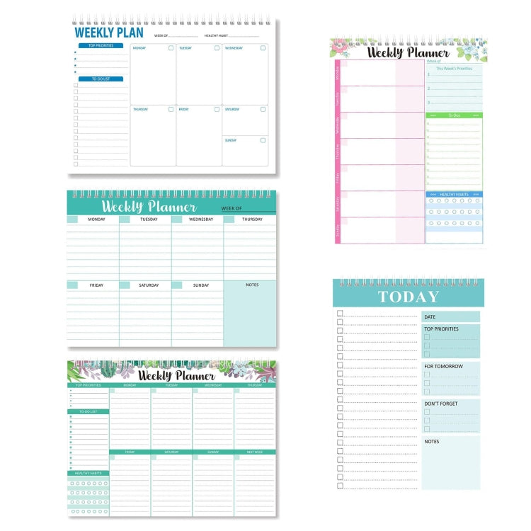 Diary Notepad Note Planning Student Memo, Style: Weekly Plan Type D