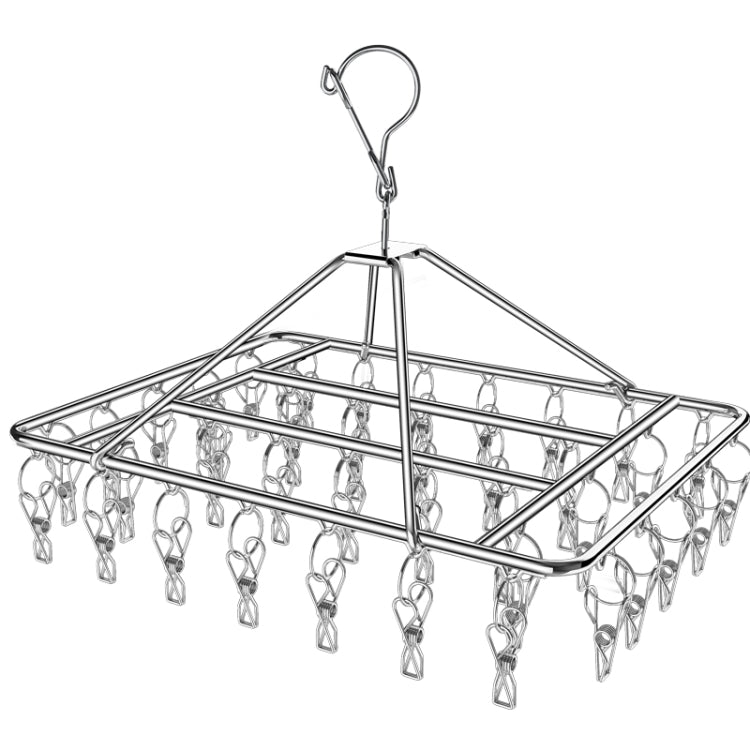 Square Socks Drying Hanger Stainless Steel Multifunctional Windproof Drying Rack, Style: 24x30cm 20 Clips