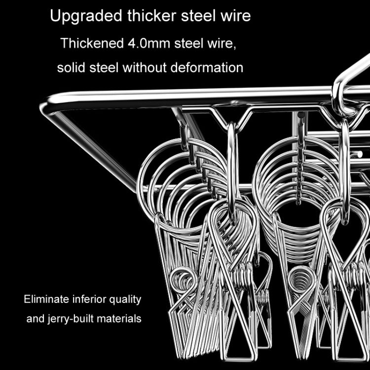 Square Socks Drying Hanger Stainless Steel Multifunctional Windproof Drying Rack, Style: 40x25cm 50 Clips