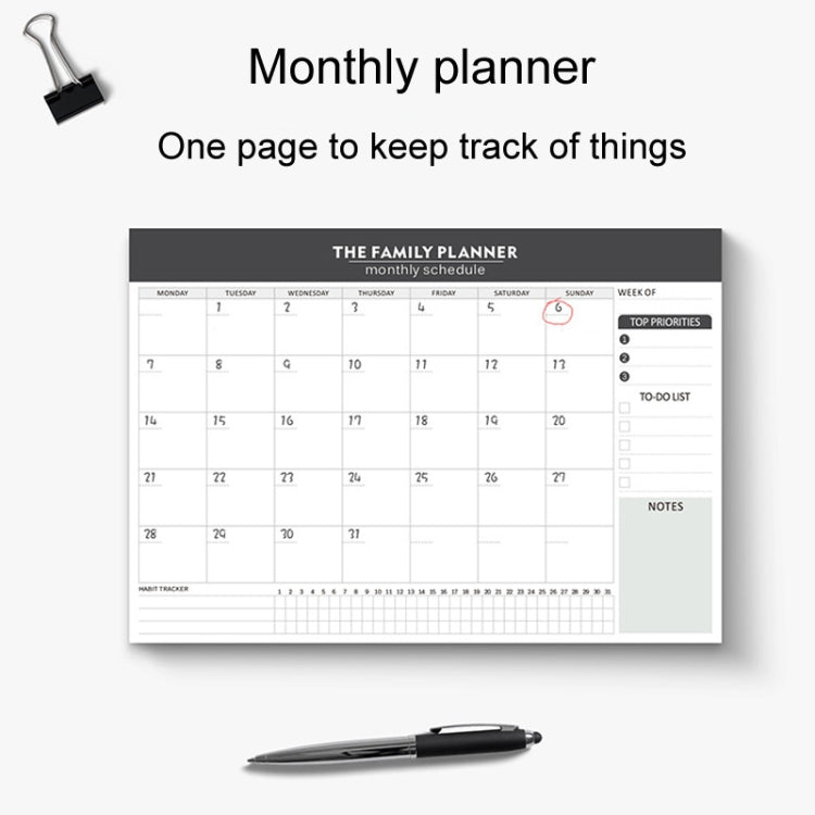 Tear-Off English Notebook Time Management Handbook Student Weekly Planner