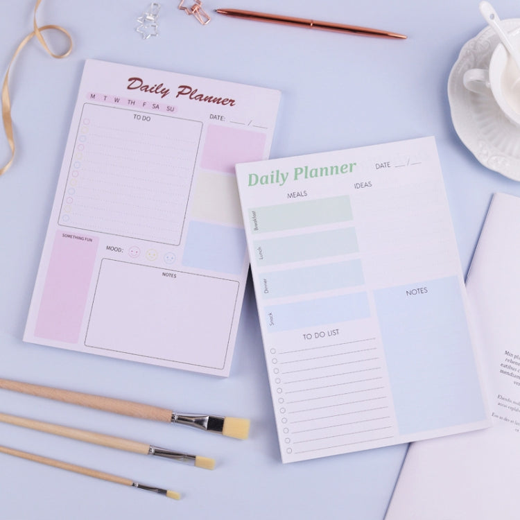 A5 120 Pages Magnetic Day Planner Sticky Note Book Tearable Notebook Management Workbook, Color: Horizontal Haze Blue