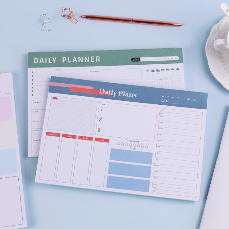 A5 120 Pages Magnetic Day Planner Sticky Note Book Tearable Notebook Management Workbook, Color: Horizontal Grass Green