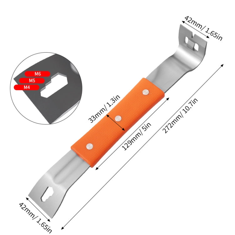 RUITOOL Stainless Steel Pry Bar Multi-Purpose Scraper Woodworking Decoration Non-Slip Nailer - Orange