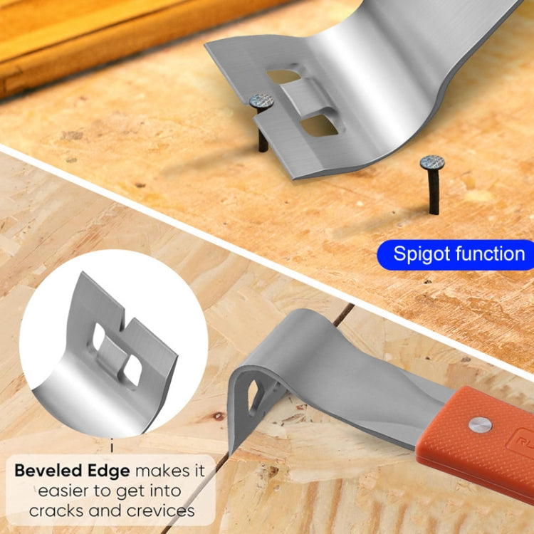 RUITOOL Stainless Steel Pry Bar Multi-Purpose Scraper Woodworking Decoration Non-Slip Nailer - Orange