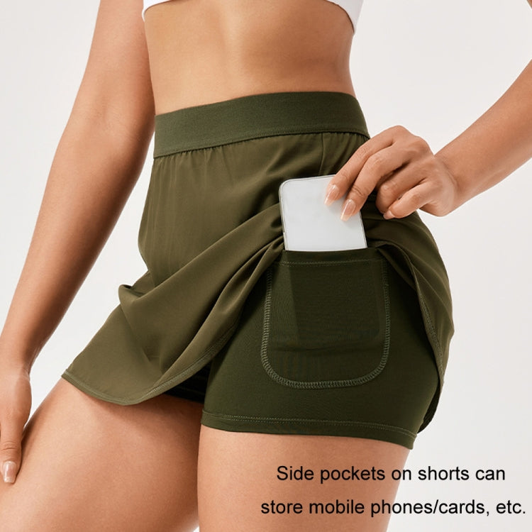 Women Sports Fake Two-Piece Quick-Drying Breathable Fitness Yoga Skirt Pants, Size: M