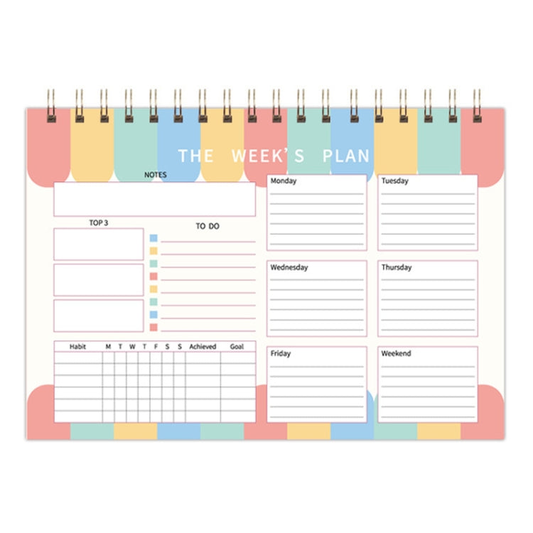 A5 Weekly Planner Notebook Waterproof Planner Coiled Clocking Memo, Style: Horizontal Colorful