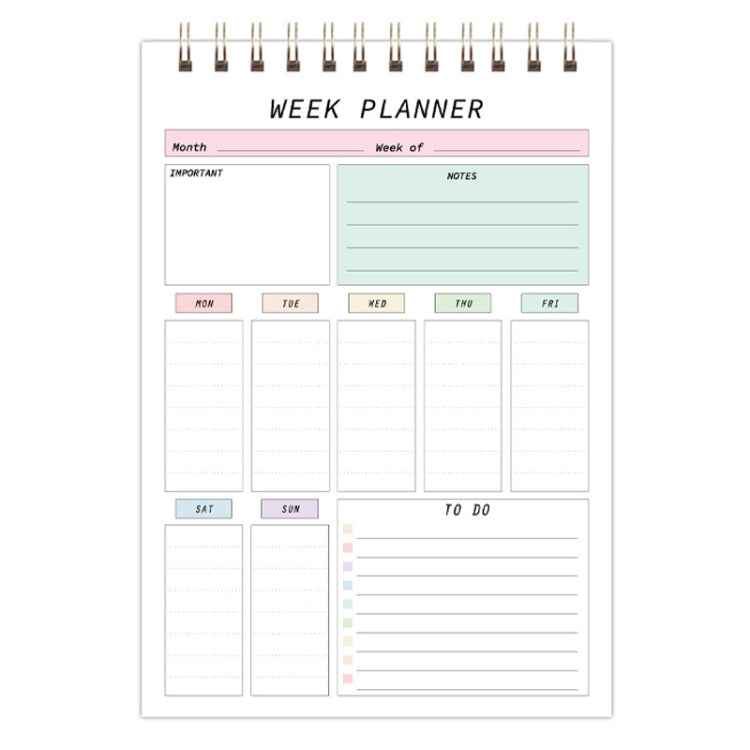 A5 Weekly Planner Notebook Waterproof Planner Coiled Clocking Memo, Style: Vertical White