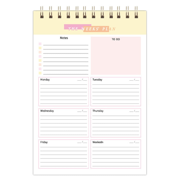A5 Weekly Planner Notebook Waterproof Planner Coiled Clocking Memo, Style: Vertical Yellow
