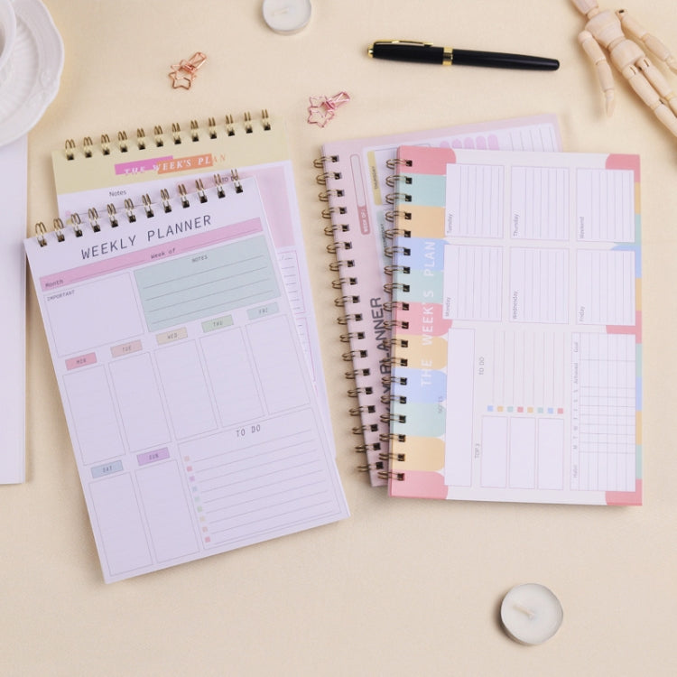 A5 Weekly Planner Notebook Waterproof Planner Coiled Clocking Memo, Style: Vertical Yellow