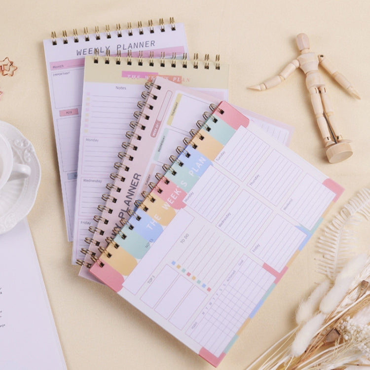 A5 Weekly Planner Notebook Waterproof Planner Coiled Clocking Memo, Style: Horizontal Colorful