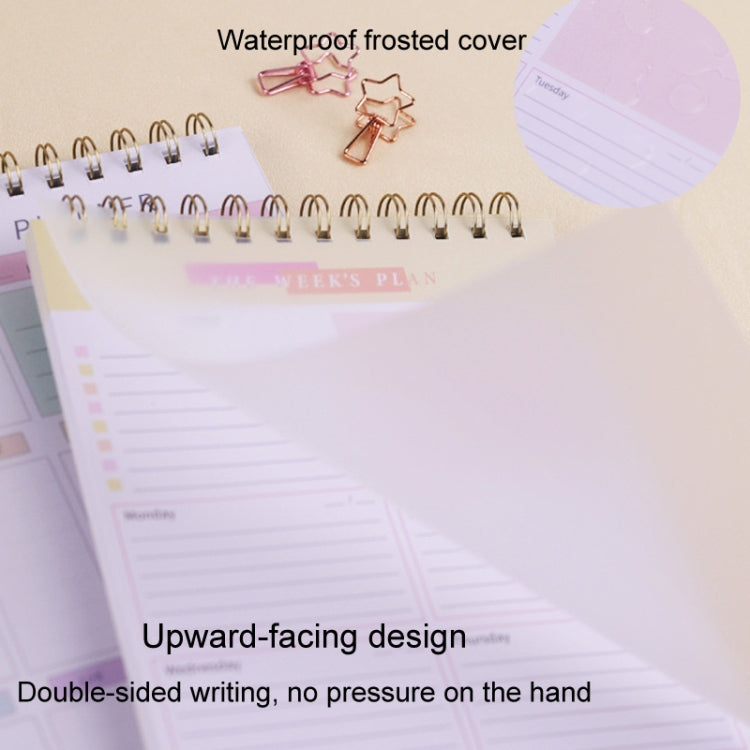 A5 Weekly Planner Notebook Waterproof Planner Coiled Clocking Memo, Style: Horizontal Colorful