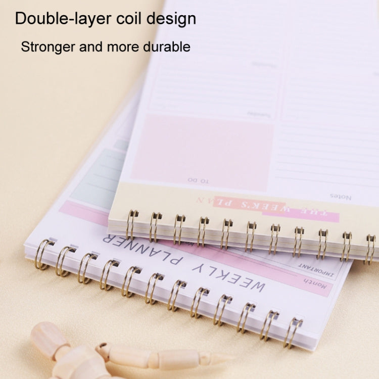 A5 Weekly Planner Notebook Waterproof Planner Coiled Clocking Memo, Style: Horizontal Pink