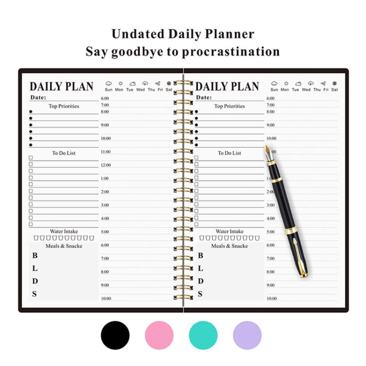 English Notebook A5 Coil Planner Work Record Time Management Agenda Book