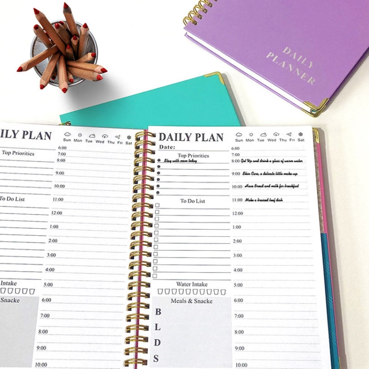 English Notebook A5 Coil Planner Work Record Time Management Agenda Book