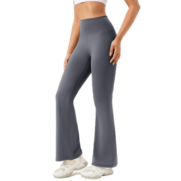 High-Waisted Hip-Lifting Elastic Quick-Drying Yoga Sports Flared Pants, Size: L