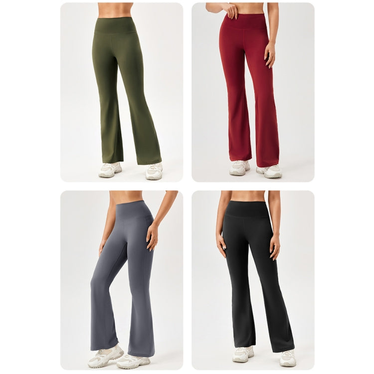 High-Waisted Hip-Lifting Elastic Quick-Drying Yoga Sports Flared Pants, Size: M