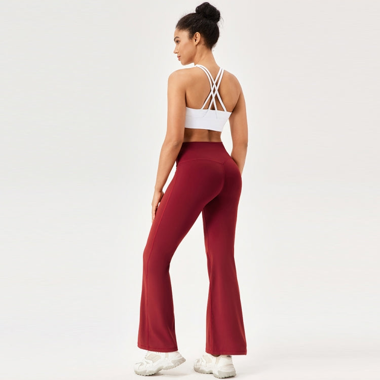 High-Waisted Hip-Lifting Elastic Quick-Drying Yoga Sports Flared Pants, Size: S