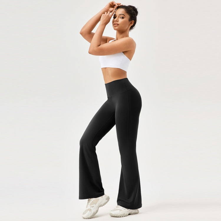 High-Waisted Hip-Lifting Elastic Quick-Drying Yoga Sports Flared Pants, Size: S
