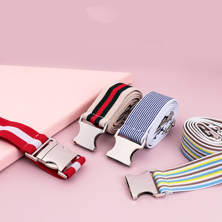 Women And Men Striped Waist Belt Alloy Buckle Adjustable Stretch Woven Elastic Belt