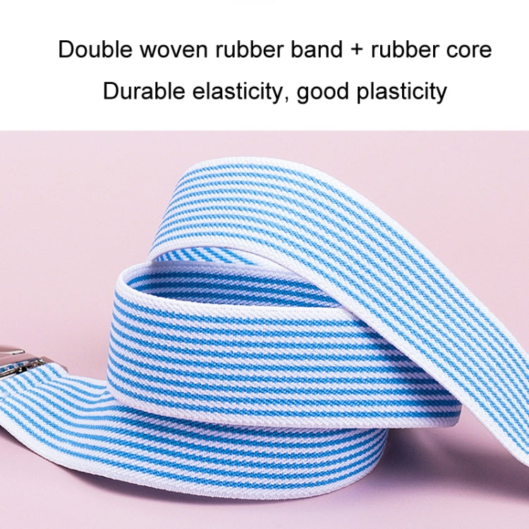 Women And Men Striped Waist Belt Alloy Buckle Adjustable Stretch Woven Elastic Belt