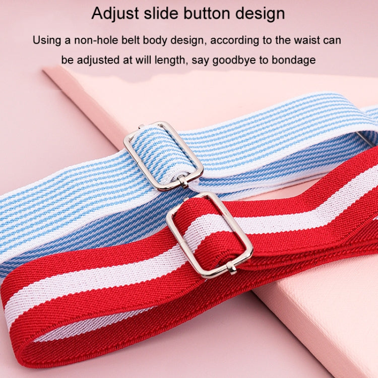 Women And Men Striped Waist Belt Alloy Buckle Adjustable Stretch Woven Elastic Belt
