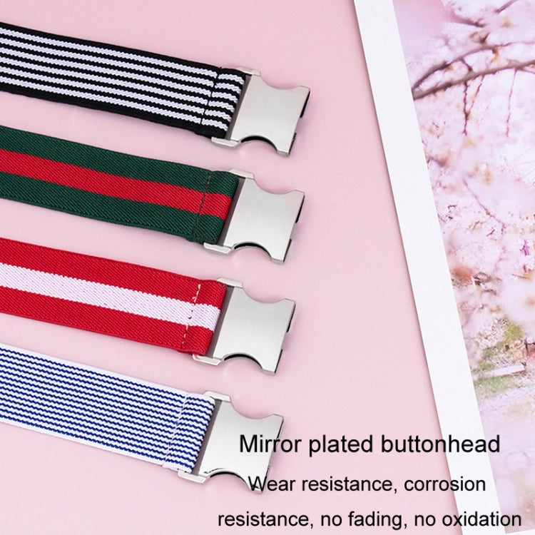 Women And Men Striped Waist Belt Alloy Buckle Adjustable Stretch Woven Elastic Belt