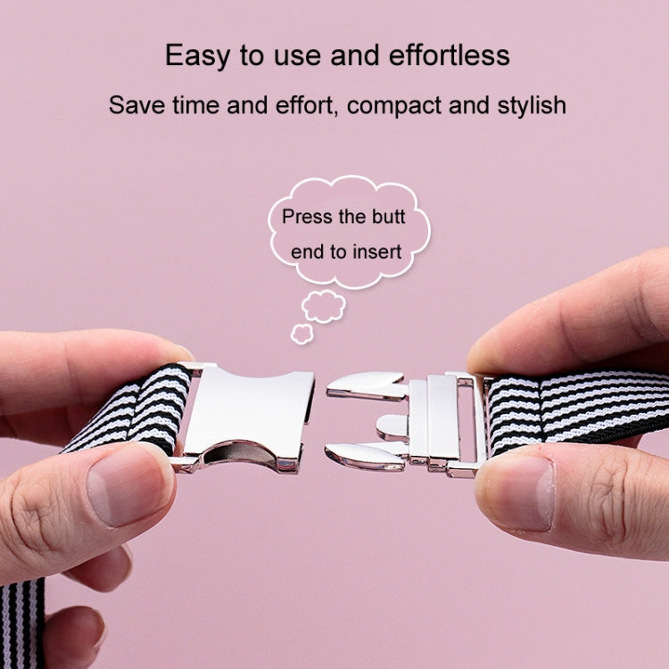 Women And Men Striped Waist Belt Alloy Buckle Adjustable Stretch Woven Elastic Belt