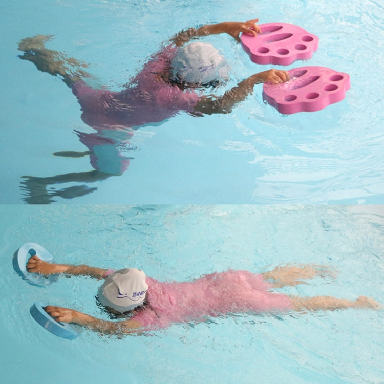 1pair Adult Children Swimming Hand Grip Floating Board Thickened Water Beater Board, Color: Round Comfort Light Blue