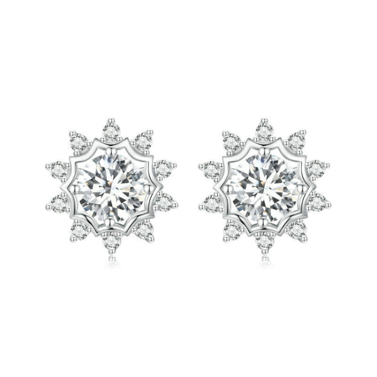 S925 Sterling Silver Plated With White Gold Shining Moissanite Earrings - MSE048