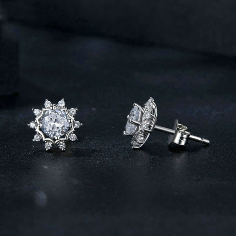 S925 Sterling Silver Plated With White Gold Shining Moissanite Earrings - MSE048