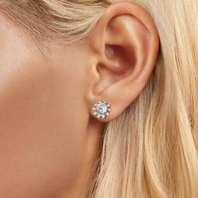 S925 Sterling Silver Plated With White Gold Shining Moissanite Earrings - MSE048
