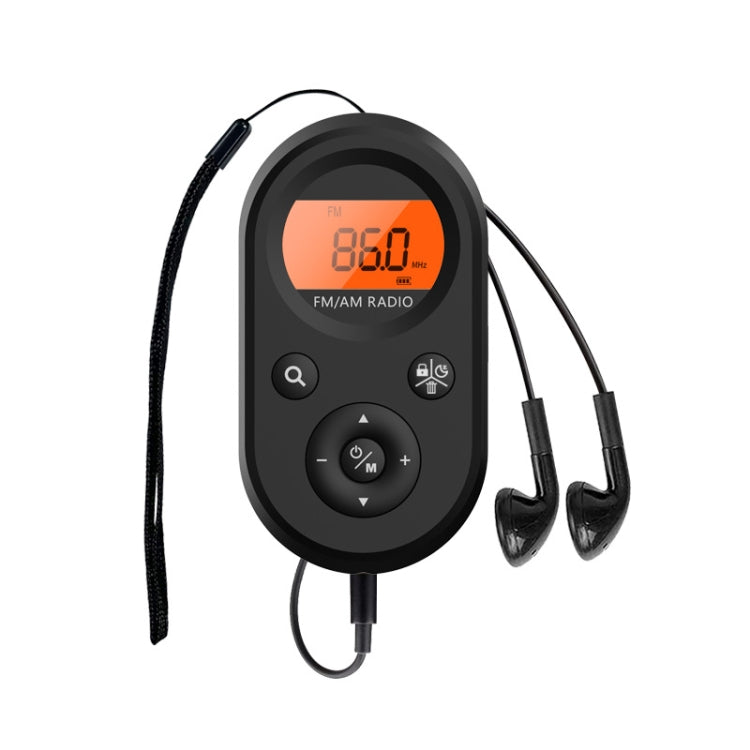 M01 Mini Portable Rechargeable FM / AM Radio With Backlight - Black