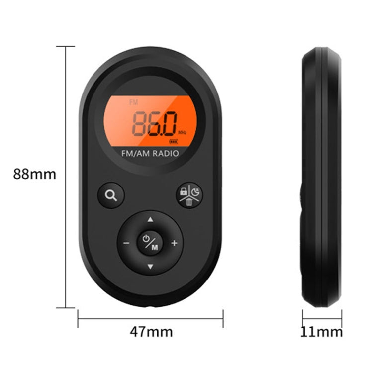 M01 Mini Portable Rechargeable FM / AM Radio With Backlight - Black