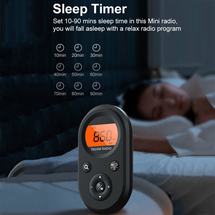 M01 Mini Portable Rechargeable FM / AM Radio With Backlight - Black