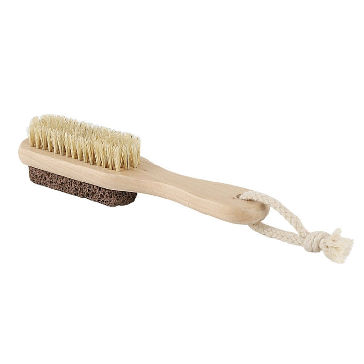 Double-Sided Foot Grinder Pig Bristle Brush Wooden Cleaning Massage Small Brush - Original Color
