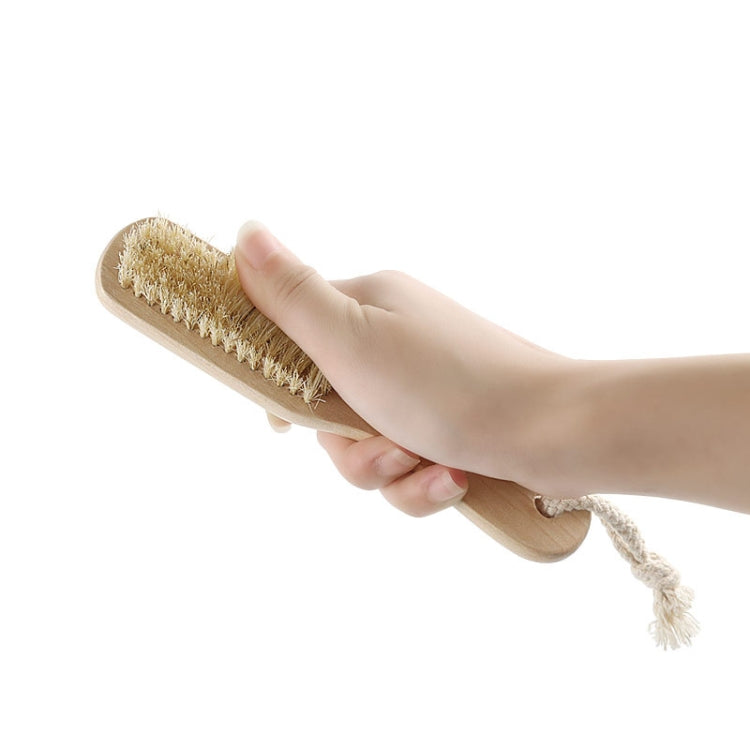Double-Sided Foot Grinder Pig Bristle Brush Wooden Cleaning Massage Small Brush - Original Color