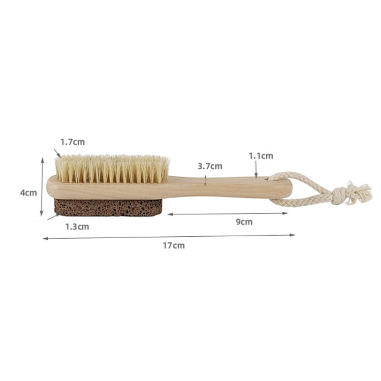Double-Sided Foot Grinder Pig Bristle Brush Wooden Cleaning Massage Small Brush - Original Color