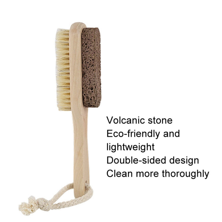 Double-Sided Foot Grinder Pig Bristle Brush Wooden Cleaning Massage Small Brush - Original Color