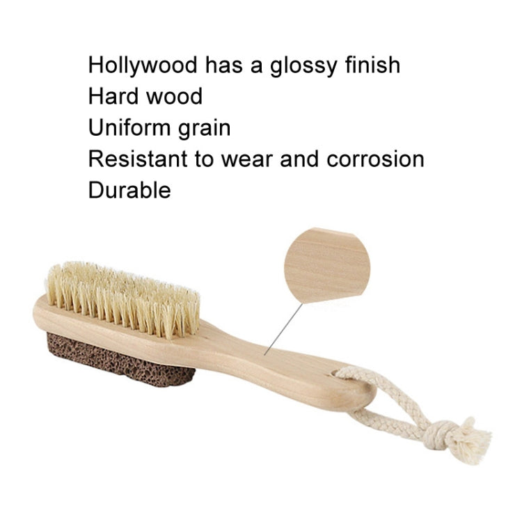Double-Sided Foot Grinder Pig Bristle Brush Wooden Cleaning Massage Small Brush - Original Color