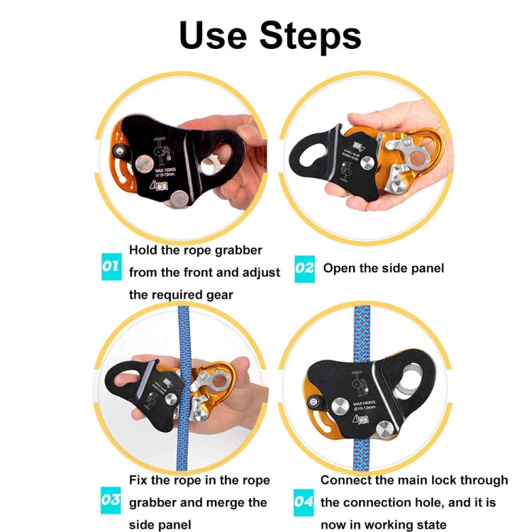 XINDA TPQ6608 High-altitude Work Protector Removable Self-locking Rope Grabber - Orange