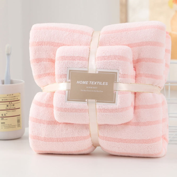 2pcs /Set Thickened Coral Velvet Bath Towel Beach Towel Soft Absorbent No Linting, Size: 70x140cm+35x75cm