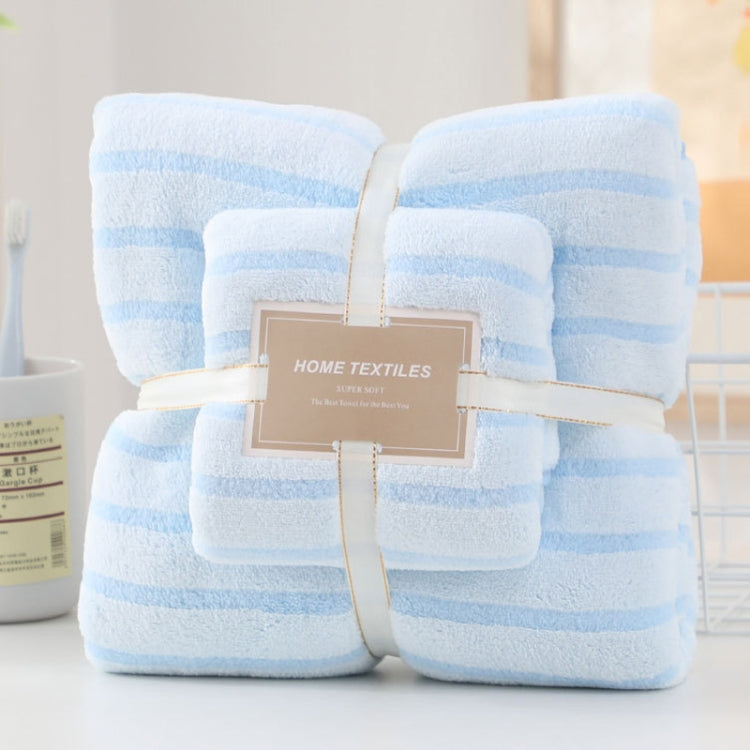 2pcs /Set Thickened Coral Velvet Bath Towel Beach Towel Soft Absorbent No Linting, Size: 70x140cm+35x75cm