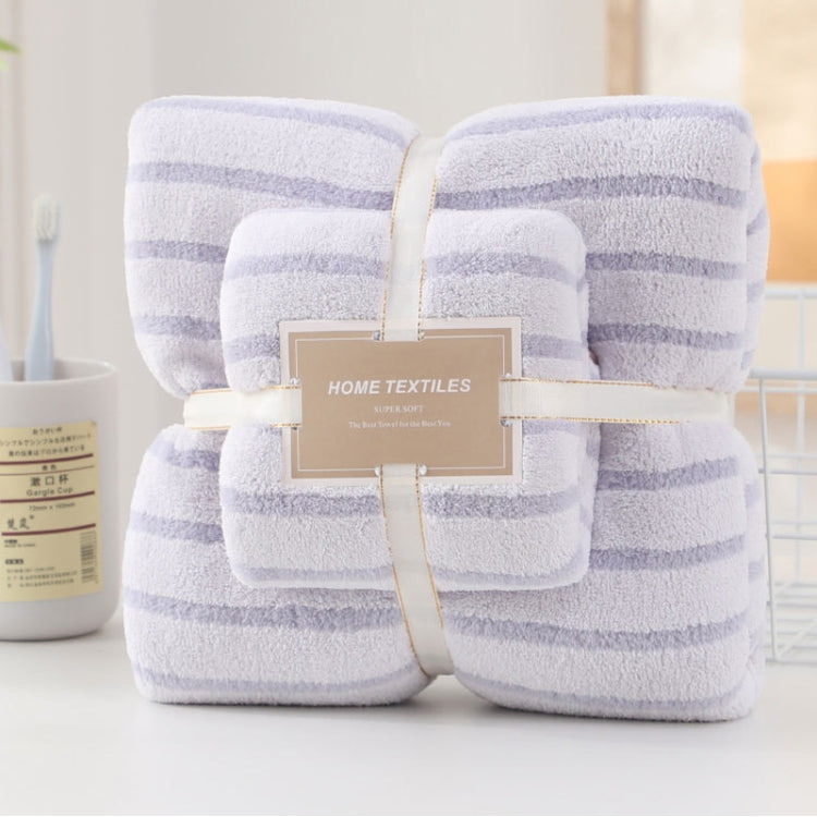 2pcs /Set Thickened Coral Velvet Bath Towel Beach Towel Soft Absorbent No Linting, Size: 70x140cm+35x75cm
