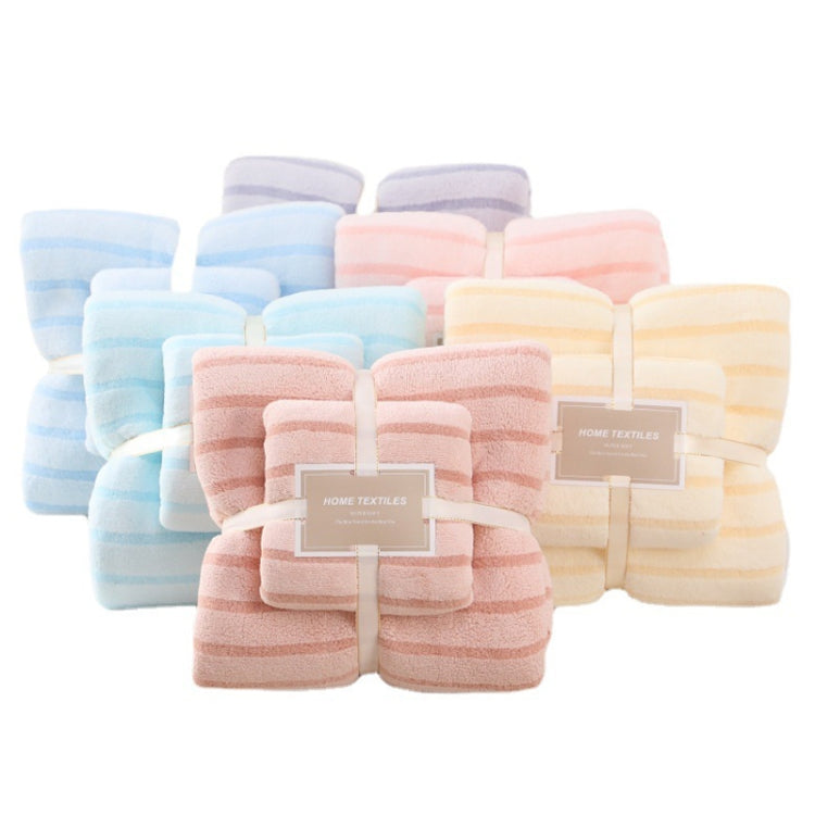 2pcs /Set Thickened Coral Velvet Bath Towel Beach Towel Soft Absorbent No Linting, Size: 70x140cm+35x75cm
